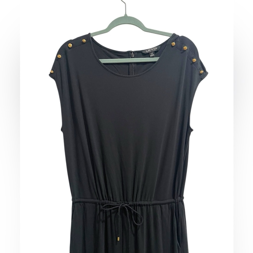 Lauren Ralph Lauren Women’s Jumpsuit Black Wide Leg Size L Y2K Retro - Picture 3 of 15